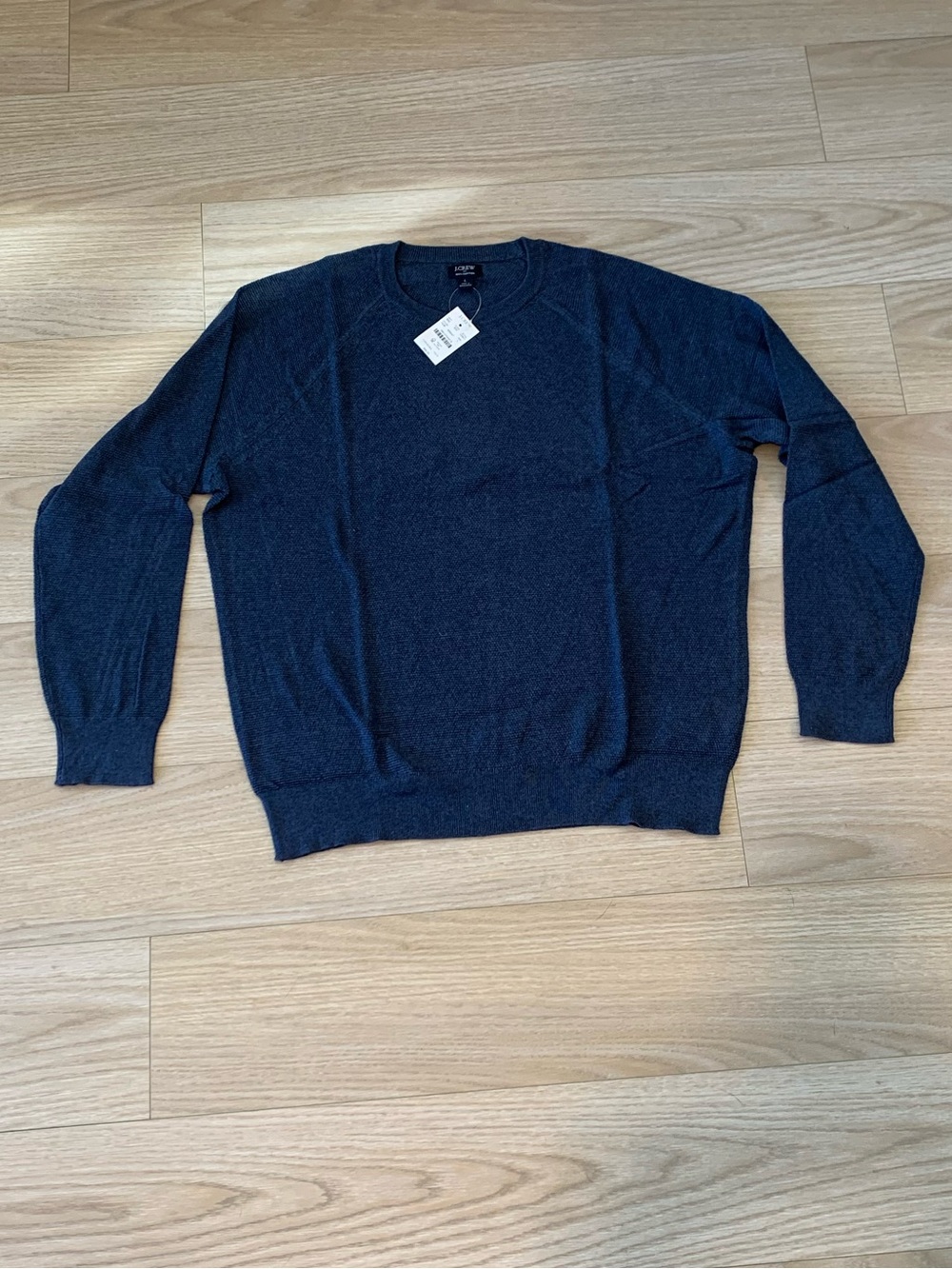 J. Crew Factory Seed Stitch Textured Crewneck Sweater Navy Blue NWT Size Large